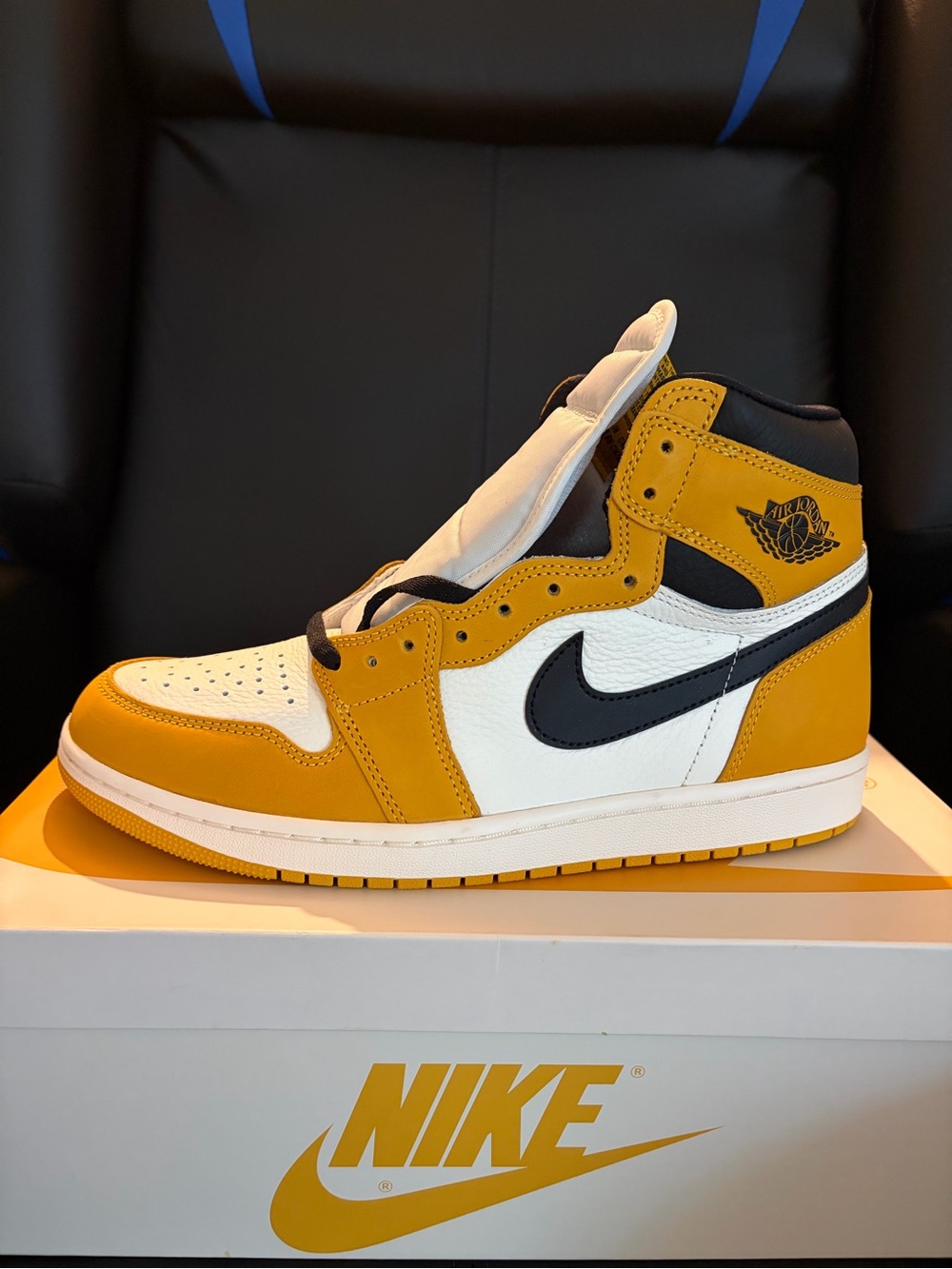 Nike Air Jordan 1 Mid White, Yellow & Black